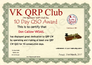 « 10 Day QSO Award » award