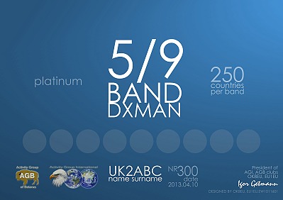 Диплом 5/9 Band DXMAN платина