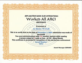 «Worked All ARCI» award