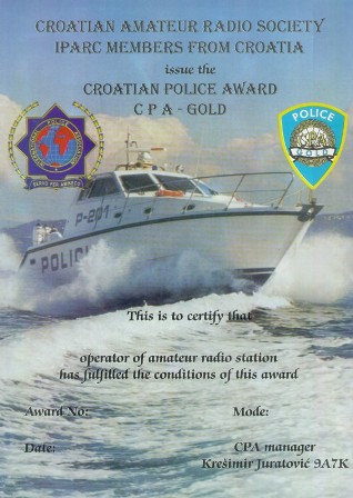CROATIAN POLICE AWARD GOLD award