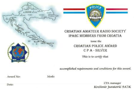 CROATIAN POLICE AWARD SILVER award