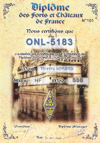 Диплом Форты и замки Франции (DFCF)