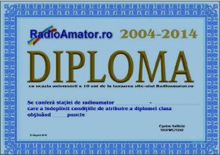 « Radioamator.ro - 10 years anniversary » award