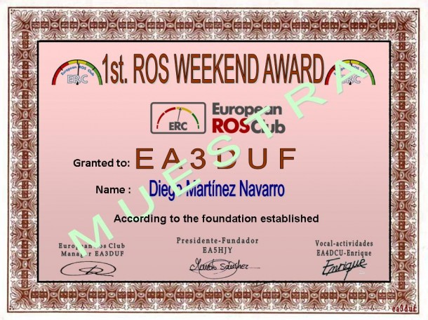 ROS WEEKEND award