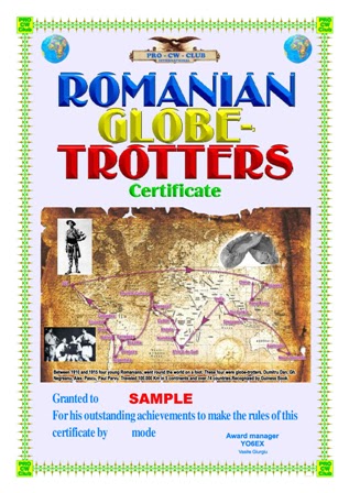 Romanian globe-trotters Certificate award