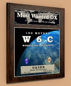 « W6C 160 meters » award