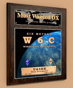 « W6C six meters » award